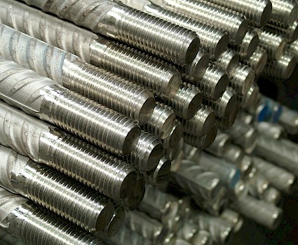 Stainless Ribbed Bar with M20 Threaded Ends