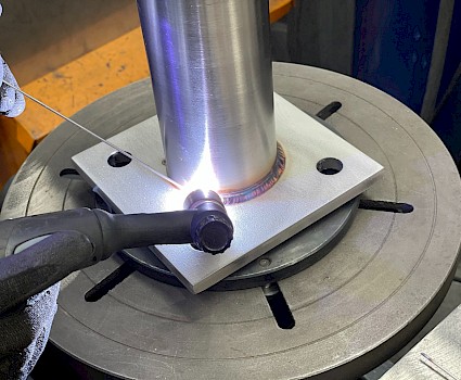 Stainless timber connector in production